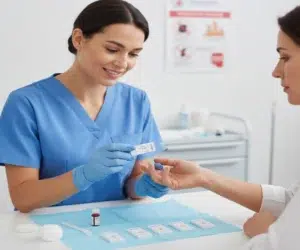 Enfermeira fazendo teste rápido de hepatite B